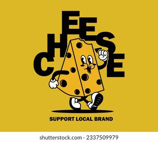 cartoon of cheese cartoon vector t shirt design, vector graphic, typographic poster or tshirts street wear and Urban style