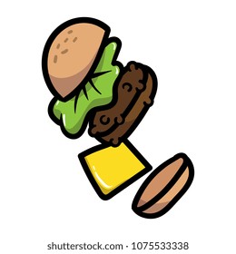 Cartoon Cheeseburger Illustration