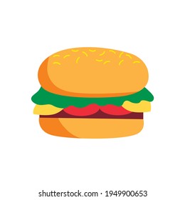 Cartoon cheeseburger. Vector sign illustration