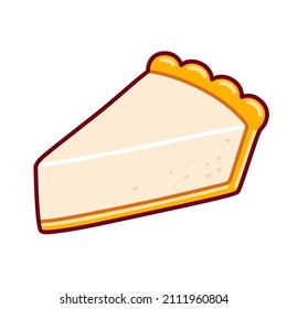 Cartoon cheesecake slice drawing. Isolated vector clip art illustration.