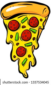 Cartoon Cheesy Pizza Slices Vector