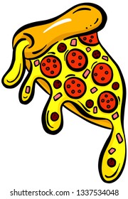 Cartoon Cheesy Pizza Slices Vector