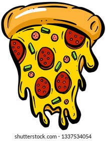 Cartoon Cheesy Pizza Slices Vector