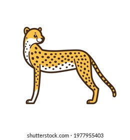 Cartoon cheetah character. Vector design print.