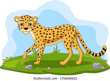 Cartoon cheetah in the grass