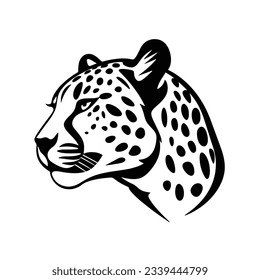 Cartoon cheetah head, Face side view, mascot or logo design, vector illustration isolated  svg