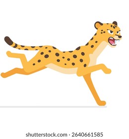 Cartoon Cheetah Running Fast with Angry Expression, Flat Illustration