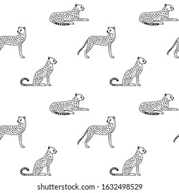Cartoon cheetah - simple trendy pattern with animal. Flat vector illustration for prints, clothing, packaging and postcards. 