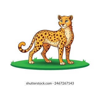 A cartoon cheetah is a vibrant, animated character known for its speed and agility. Often depicted with spots and a sleek body, it embodies energy, adventure, and quick thinking.