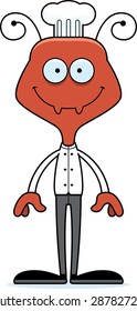 A cartoon chef ant smiling.
