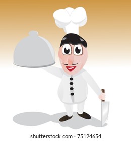 cartoon chef with big knife