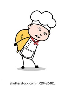 Cartoon Chef Carrying So Much Burden Vector Illustration