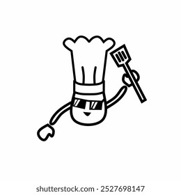 Cartoon chef character, isolated on white, vector illustration