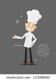 Cartoon Chef cheerful Flat Vector Illustration Design