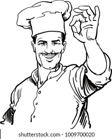 cartoon chef cook in the cap