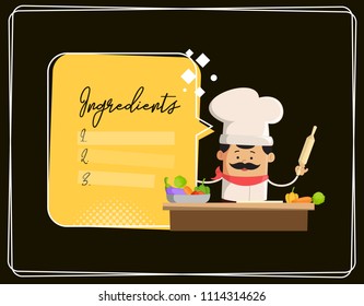 Cartoon Chef cooking classes Flat Vector Illustration Design