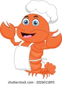 cartoon chef crab isolated on white background