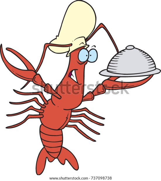 Cartoon Chef Crawfish Holding Out Plate Stock Vector (Royalty Free ...