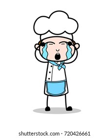 Cartoon Chef Crying Face Vector Illustration