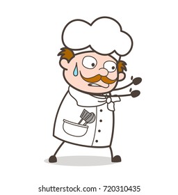 Cartoon Chef Depressed Face Vector