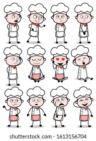 Cartoon Chef Different Poses - Set of Concepts Vector illustrations