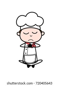 Cartoon Chef Doing Meditation Vector Illustration