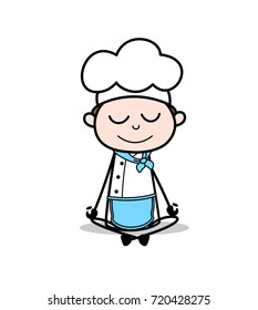 Cartoon Chef Doing Yoga Vector Illustration