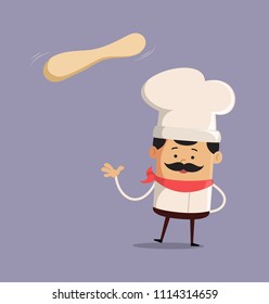 Cartoon Chef with dough Flat Vector Illustration Design