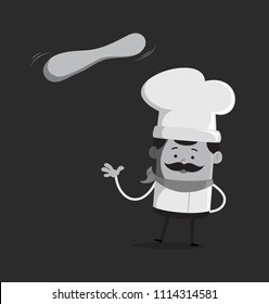 Cartoon Chef dough playing Flat Vector Illustration Design