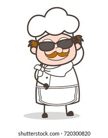 Cartoon Chef with Fancy Sunglasses Vector Illustration
