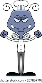 A cartoon chef fly looking angry.