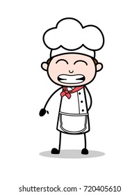 Cartoon Chef Funny Smiling Face Vector Illustration