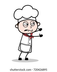 Cartoon Chef Giving Efforts to Pushing Vector Illustration