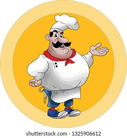 Cartoon Chef giving his favorite meal recipes vector illustration