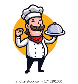 Chef De Caricatura Y Logo De Good Dish