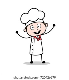 Cartoon Chef Joyful Expression Vector Illustration