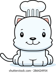 A cartoon chef kitten smiling.