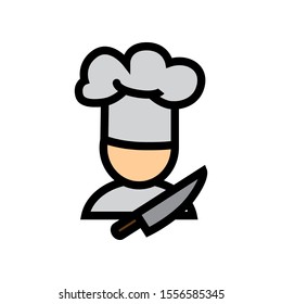 Cartoon Chef with Knife Icon Vector