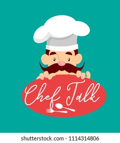 Cartoon Chef logo Flat Vector Illustration Design