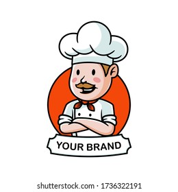 Cartoon chef logo illustration vector template design