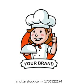 Cartoon chef logo illustration vector template design