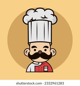 Cartoon Chef logo Mascot n a cooking hat Yummy concept Cooking, restaurant or cafe logo