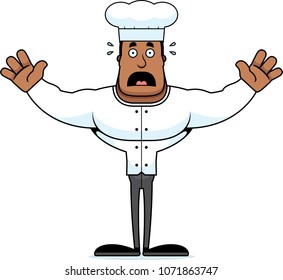 A cartoon chef looking scared.