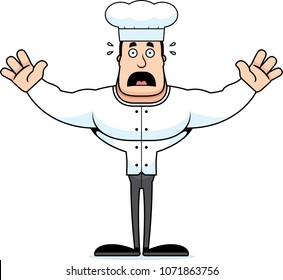 A cartoon chef looking scared.