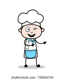 Cartoon Chef Making Fun and Pointing Finger Vector Illustration