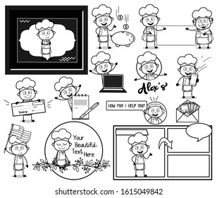 Cartoon Chef with Many Concepts - Collection of Concepts Vector illustrations