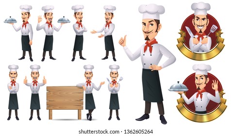 Cartoon Chef Mascot Character with 9 Poses_Vector EPS 10