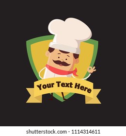 Cartoon Chef mascot Flat Vector Illustration Design
