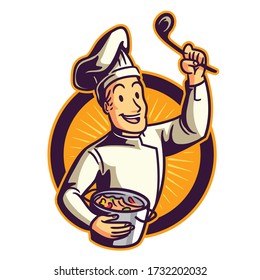 Diseño del logotipo de mascota del chef de caricaturas