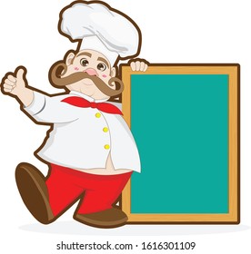 Cartoon chef with menu board vector